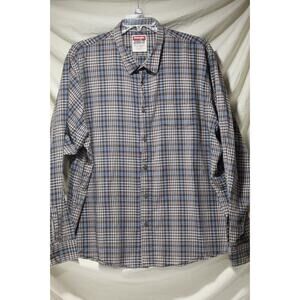 Wrangler Men's 3X Button-up Black/Blue Tartan Plaid Shirt LS Pocket Work Casual
